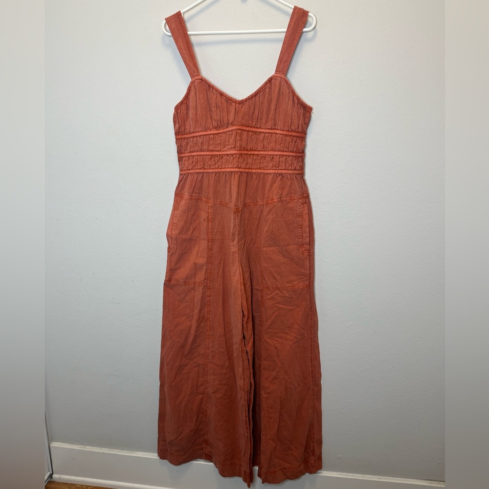 Free People After All Ruched One Piece Jumpsuit Cinnamon Size Medium